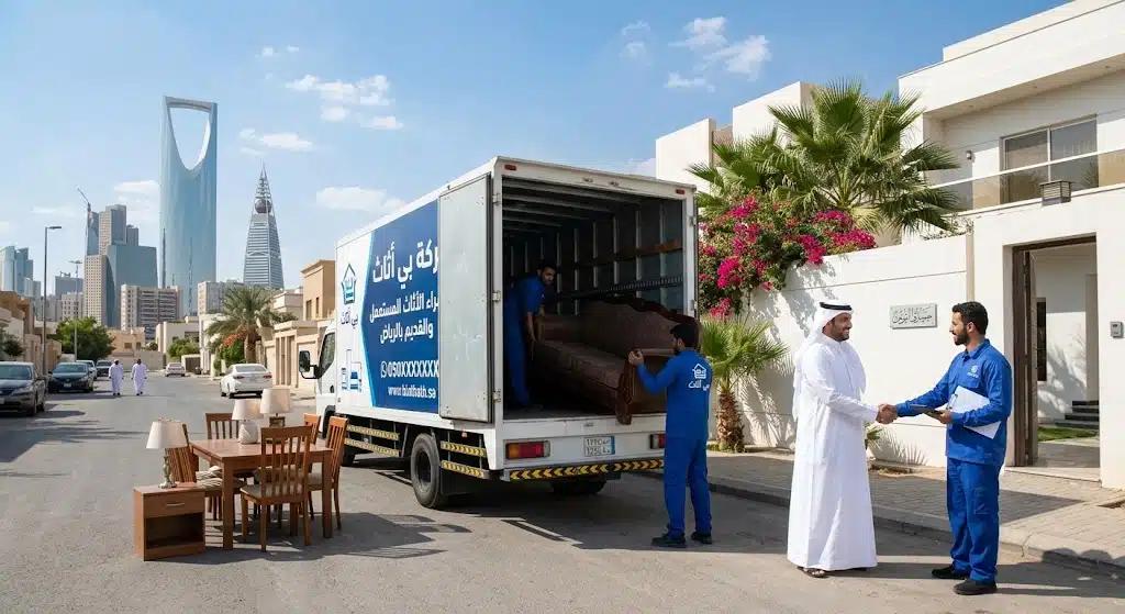 فريق شراء الأثاث المستعمل بالرياض يقيّم محتويات منزل قبل الفك